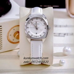Đồng Hồ Nữ Gucci Diamond Silver Dây Da Trắng 29mm 1