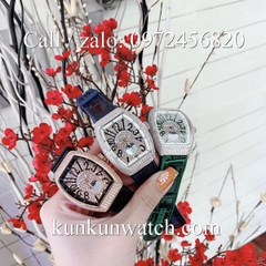 Đồng Hồ Nữ Franck Muller Vanguard V32 - Dây Da Xanh Lá - Lịch Ngày Đêm - 32 x 42mm