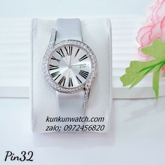 Đồng Hồ Nữ Piaget Limelight Gala Vỏ Silver Đính Đá, Số La Mã, 2 Kim Dây Da Xám 32mm 1