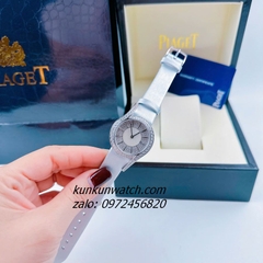 Đồng Hồ Nữ Piaget Limelight Gala Vỏ Silver Đính Đá, Điểm Vạch 12 Giờ, 2 Kim Dây Da Lụa Xám 32mm