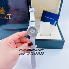 Đồng Hồ Nữ Piaget Limelight Gala Vỏ Silver Đính Đá, Điểm Vạch 12 Giờ, 2 Kim Dây Da Lụa Xám 32mm