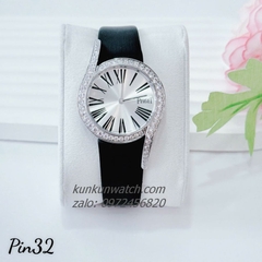 Đồng Hồ Nữ Piaget Limelight Gala Vỏ Silver Đính Đá, Số La Mã, 2 Kim Dây Da Đen 32mm 1