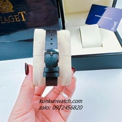 Đồng Hồ Nữ Piaget Limelight Gala Vỏ Silver Đính Full Đá, 2 Kim Dây Da Lụa Đen 32mm