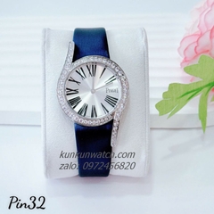 Đồng Hồ Nữ Piaget Limelight Gala Vỏ Silver Đính Đá, Số La Mã, 2 Kim Dây Da Xanh 32mm 1