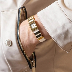 Đồng Hồ Nữ Michael Kors Darrington MK4899 Dây Da Trắng Vỏ Gold Mặt Vuông 14mm