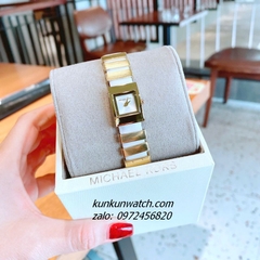 Đồng Hồ Nữ Michael Kors Darrington MK4899 Dây Da Trắng Vỏ Gold Mặt Vuông 14mm