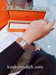 Đồng Hồ Nữ Hermes Heure H HMND024 - Dây Da Nâu - Mặt Viền Hạt - 26mm
