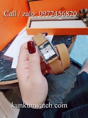 Đồng Hồ Nữ Hermes Cape Cod HMND034 - Dây Da Nâu - Vỏ Bạc - 26mm