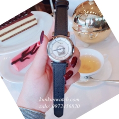 Đồng Hồ Nữ Salvatore Ferragamo Minuetto Nền Mặt Vân Dây Da Đen Mặt Trắng Silver 36mm