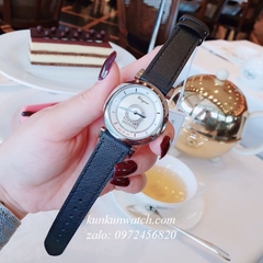 Đồng Hồ Nữ Salvatore Ferragamo Minuetto Nền Mặt Vân Dây Da Đen Mặt Trắng Silver 36mm