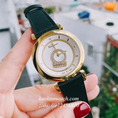 Đồng Hồ Nữ Salvatore Ferragamo Minuetto Nền Mặt Vân Dây Da Đen Mặt Trắng Gold 36mm