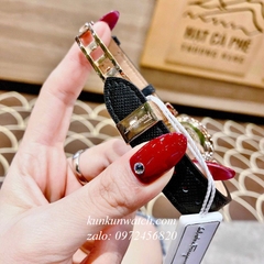 Đồng Hồ Nữ Salvatore Ferragamo Minuetto Nền Mặt Vân Dây Da Đen Mặt Trắng Gold 36mm