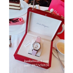 Đồng Hồ Nữ Salvatore Ferragamo Minuetto Nền Mặt Vân Dây Da Hồng Silver 36mm
