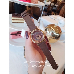 Đồng Hồ Nữ Salvatore Ferragamo Minuetto Nền Mặt Vân Dây Da Nâu Gold 36mm