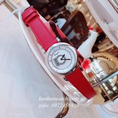 Đồng Hồ Nữ Salvatore Ferragamo Minuetto Nền Mặt Vân Dây Da Đỏ Silver 36mm