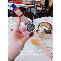 Đồng Hồ Nữ Salvatore Ferragamo Minuetto Nền Mặt Vân Dây Da Đỏ Silver 36mm