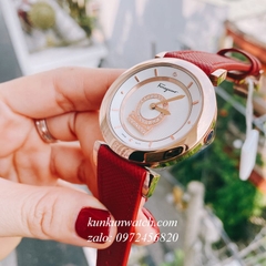Đồng Hồ Nữ Salvatore Ferragamo Minuetto Nền Mặt Vân Dây Da Đỏ Rose Gold 36mm