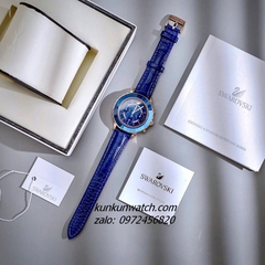 Đồng Hồ Nữ Swarovski Octea Lux Chrono Dây Da Xanh Dương Rose Gold 39mm
