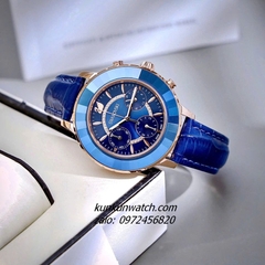 Đồng Hồ Nữ Swarovski Octea Lux Chrono Dây Da Xanh Dương Rose Gold 39mm