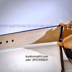 Đồng Hồ Nữ Swarovski Octea Lux Chrono Dây Da Xanh Dương Rose Gold 39mm