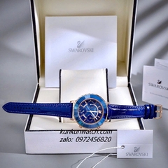 Đồng Hồ Nữ Swarovski Octea Lux Chrono Dây Da Xanh Dương Rose Gold 39mm