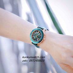 Đồng Hồ Nữ Swarovski Octea Lux Chrono Dây Da Xanh Lá Rose Gold 39mm