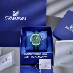 Đồng Hồ Nữ Swarovski Octea Lux Chrono Dây Da Xanh Lá Rose Gold 39mm