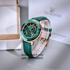 Đồng Hồ Nữ Swarovski Octea Lux Chrono Dây Da Xanh Lá Rose Gold 39mm