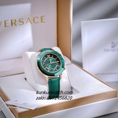 Đồng Hồ Nữ Swarovski Octea Lux Chrono Dây Da Xanh Lá Rose Gold 39mm