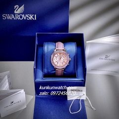 Đồng Hồ Nữ Swarovski Octea Lux Chrono Dây Da Tím Rose Gold 39mm
