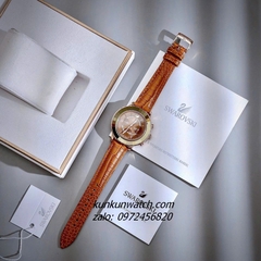 Đồng Hồ Nữ Swarovski Octea Lux Chrono Dây Da Nâu Rose Gold 39mm