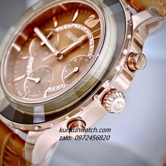 Đồng Hồ Nữ Swarovski Octea Lux Chrono Dây Da Nâu Rose Gold 39mm
