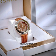 Đồng Hồ Nữ Swarovski Octea Lux Chrono Dây Da Nâu Rose Gold 39mm