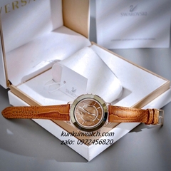 Đồng Hồ Nữ Swarovski Octea Lux Chrono Dây Da Nâu Rose Gold 39mm