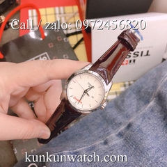 Đồng Hồ Nữ Tissot TSNDTC0193 - Dây Da Đỏ Tía Mặt Trắng - 32mm