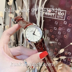 Đồng Hồ Nữ Tissot TSNDTC0193 - Dây Da Đỏ Tía Mặt Trắng - 32mm