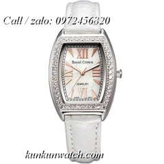 Đồng Hồ Nữ Royal Crown 3635 -  Dây Da Trắng - 24 x 30mm