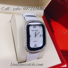 Đồng Hồ Nữ Royal Crown 3771 -  Dây Da Trắng - 34 x 45mm