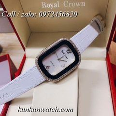 Đồng Hồ Nữ Royal Crown 3771 -  Dây Da Trắng - 34 x 45mm