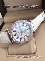 Đồng Hồ Nữ Royal Crown 4606  -  Dây Da Trắng - 36mm