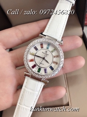 Đồng Hồ Nữ Royal Crown 4606  -  Dây Da Trắng - 36mm