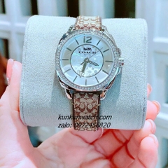 Đồng Hồ Nữ Coach Boyfriend Signature 14502415 Silver Dây Da Đính Đá 34mm 1