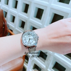 Đồng Hồ Nữ Coach Boyfriend Signature 14502415 Silver Dây Da Đính Đá 34mm