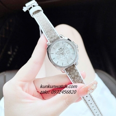 Đồng Hồ Nữ Coach Boyfriend Signature 14502416 Silver Dây Da Đính Đá 34mm