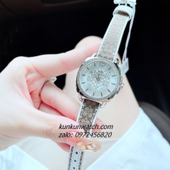 Đồng Hồ Nữ Coach Boyfriend Signature 14502416 Silver Dây Da Đính Đá 34mm
