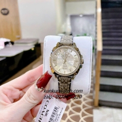 Đồng Hồ Nữ Coach Boyfriend Signature 14503148 Gold Dây Da Đính Đá 34mm