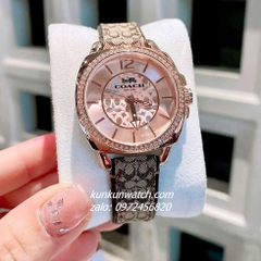 Đồng Hồ Nữ Coach Boyfriend Signature 14503150 Rose Gold Dây Da Đính Đá 34mm 1