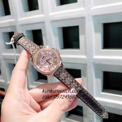 Đồng Hồ Nữ Coach Boyfriend Signature 14503150 Rose Gold Dây Da Đính Đá 34mm