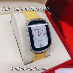 Đồng Hồ Nữ Royal Crown 3771 -  Dây Da Vàng - 34 x 45mm