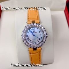 Đồng Hồ Nữ Royal Crown 6305 -  Dây Da Vàng - 30mm